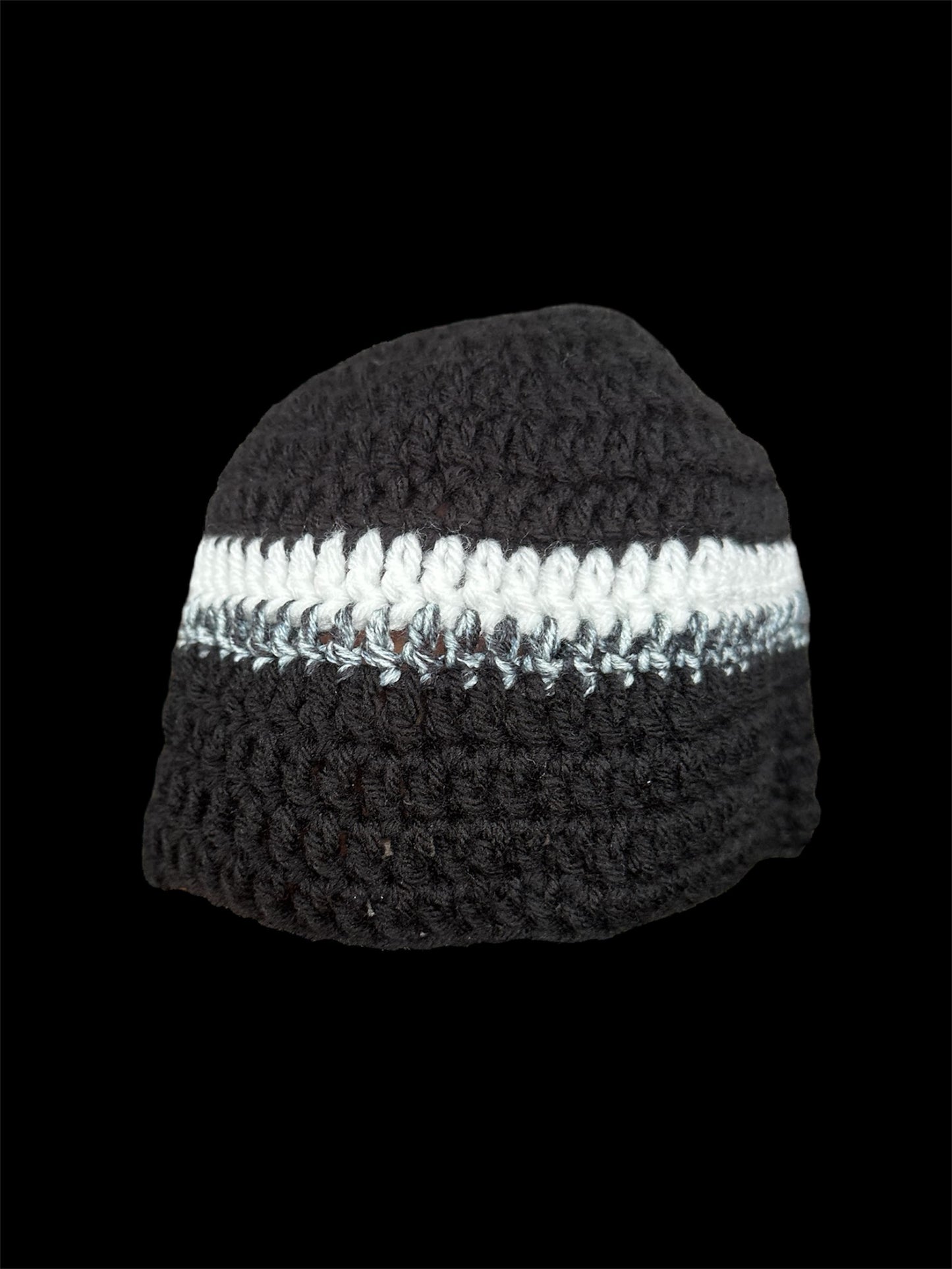 #4 BLACK,GRAY,WHITE CROCHET FITTED HAT