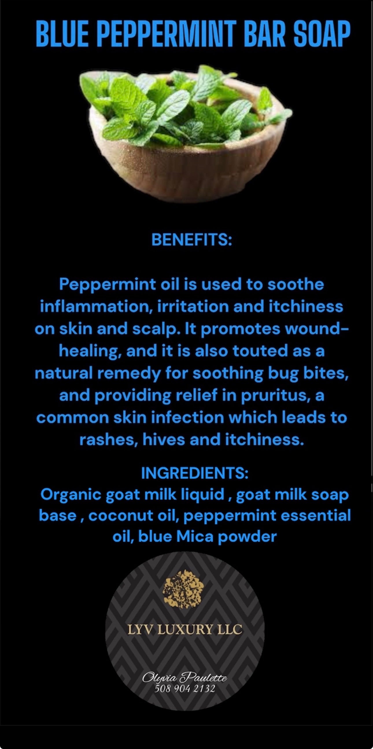 BLUE PEPPERMINT BAR SOAP